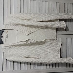 Calvin Klein Womens Off-White Geometric Textured Side Zip Lightweight Coat